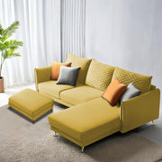 Casaliving Stanly LHS 4 Seater L Shape Sofa with Center Table for Living Room (Blue Fabric)