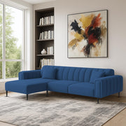 Damian LHS 4 Seater L Shape Sofa Set for Living Room (Blue Colour Fabric) Premium Fabric Sofa Set for Living Room