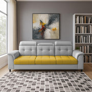 Casaliving Amara 3 Seater Sofa Set for Living Room (Black Turquise Colour Fabric) Premium Fabric Sofa