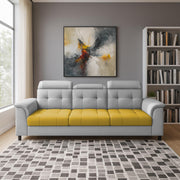Kaven 3 Seater Sofa Set for Living Room (Yellow Grey Colour Fabric) Premium Fabric Sofa