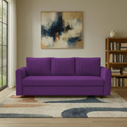 Clifton 3 Seater Sofa Cum Bed for Living Room (Purple Fabric) Premium Fabric Sofa