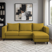 Mikasa 4 Seater RHS L Shape Sofa Set for Living Room (Yellow Fabric) Premium Fabric Sofa Set for Living Room