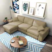 Martin 4 Seater LHS L Shape Sofa Set for Living Room (Cream Colour Fabric)
