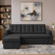 Grance LHS 4 Seater Corner Sofa Cum Bed for Living Room (Black Fabric) Premium Fabric Sofa