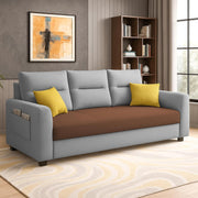 Evona 3 Seater Sofa Set for Living Room (Brown Grey Colour Fabric) Premium Fabric Sofa
