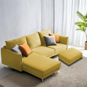 Casaliving Stanly LHS 4 Seater L Shape Sofa with Center Table for Living Room (Blue Fabric)