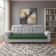 Kaven 3 Seater Sofa Set for Living Room (Yellow Grey Colour Fabric) Premium Fabric Sofa