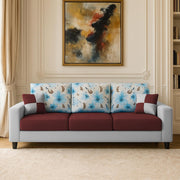 Rolando 3 Seater Sofa Set for Living Room (Maroon Grey Colour) Premium Fabric Sofa Set