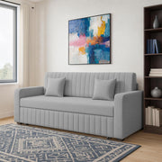 Cameron 3 Seater Sofa Cum Bed for Living Room (Grey Fabric) Premium Fabric Sofa
