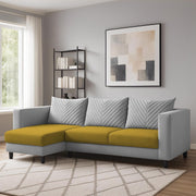 Mikasa 4 Seater LHS L Shape Sofa Set for Living Room (Yellow Grey Fabric) Premium Fabric Sofa Set for Living Room