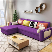 Denis 5 Seater L Shape Sofa Set for Living Room (Purple Fabric) Premium Fabric Sofa