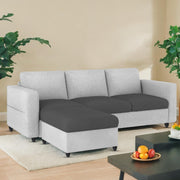 Casaliving Lender 3 Seater Sofa Set with Center Table for Living Room (Black Grey Colour) Premium Fabric Sofa