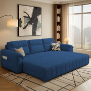 Alicia 3 Seater Sofa Cum Bed for Living Room (Blue Fabric) Premium Fabric Sofa