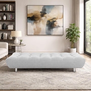 Drantly 3 Seater Sofa Cum Bed for Living Room (Grey Fabric Color) Premium Suede Velvet Fabric Sofa Cum Bed for Living Room