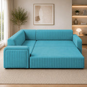 Casaliving Rion 6 Seater L Shape Corner Sofa Cum Bed for Living Room (Black Fabric) Premium Fabric Sofa Cum Bed
