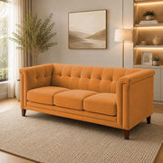 Casaliving Fento 3 Seater Sofa Set for Living Room, 3 Seater (Black) Colour Premium Velvet Fabric Sofa