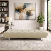 Drantly 3 Seater Sofa Cum Bed for Living Room (Cream Fabric Color) Premium Suede Velvet Fabric Sofa Cum Bed for Living Room