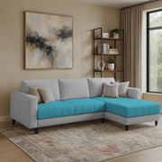 Oslo 4 Seater RHS L Shape Sofa Set for Living Room (Turquise Grey Fabric) Premium Fabric Sofa Set for Living Room