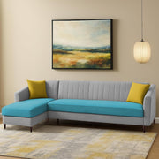 Neyami LHS 6 Seater L Shape Sofa Set for Living Room (Turquise Grey) Premium Fabric Sofa Set