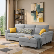 Casaliving Seams LHS 4 Seater L Shape Sofa for Living Room (Black Fabric) Premium Fabric Sofa