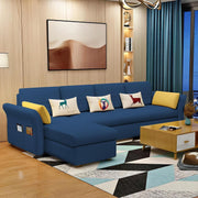 Ventos LHS 6 Seater L Shape Sofa Set for Living Room (Blue) Premium Velvet Fabric