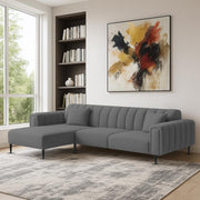 Damian LHS 4 Seater L Shape Sofa Set for Living Room (Dark Grey Colour Fabric) Premium Fabric Sofa Set for Living Room