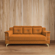 Julio 3 Seater Sofa Set for Living Room (Orange Colour Fabric) Premium Fabric Sofa