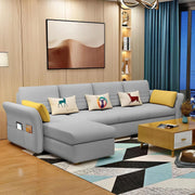Ventos LHS 6 Seater L Shape Sofa Set for Living Room (Grey) Premium Velvet Fabric