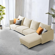 Casaliving Stanly LHS 6 Seater L Shape Sofa Set for Living Room (Black Fabric)