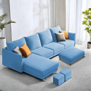 Casaliving Stanly LHS 6 Seater L Shape Sofa Set for Living Room (Black Fabric)