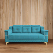 Julio 3 Seater Sofa Set for Living Room (Turquise Colour Fabric) Premium Fabric Sofa