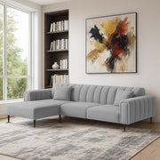 Damian LHS 4 Seater L Shape Sofa Set for Living Room (Grey Colour Fabric) Premium Fabric Sofa Set for Living Room
