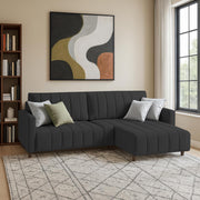 Netlie 4 Seater RHS L Shape Sofa Set for Living Room (Black Fabric) Premium Fabric Sofa Set for Living Room