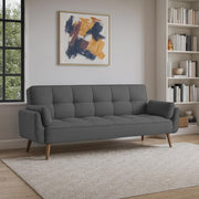 Francois 3 Seater Convertible Sofa Cum Bed for Living Room (Dark Grey Fabric) Premium Fabric Sofa