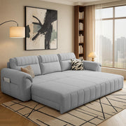 Alicia 3 Seater Sofa Cum Bed for Living Room (Grey Fabric) Premium Fabric Sofa