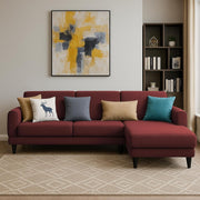 Aria RHS 4 Seater L Shape Sofa Set for Living Room (Maroon) Premium Fabric Sofa Set
