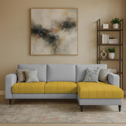 Oslo 4 Seater RHS L Shape Sofa Set for Living Room (Yellow Grey Fabric) Premium Fabric Sofa Set for Living Room