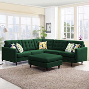 Adonway 6 Seater L Shape Sofa Set with Center Table for Living Room (Green Fabric) Premium Fabric Sofa