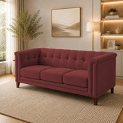 Casaliving Fento 3 Seater Sofa Set for Living Room, 3 Seater (Black) Colour Premium Velvet Fabric Sofa