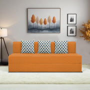 Marcus 3 Seater Sofa Cum Bed with 3 Cushions for Living Room (Black Fabric) Premium Fabric Sofa Set 6.5 X 6.5 Feet