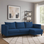 Mikasa 4 Seater RHS L Shape Sofa Set for Living Room (Blue Fabric) Premium Fabric Sofa Set for Living Room