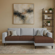 Oslo 4 Seater RHS L Shape Sofa Set for Living Room (Brown Grey Fabric) Premium Fabric Sofa Set for Living Room