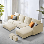 Casaliving Stanly LHS 6 Seater L Shape Sofa Set for Living Room (Black Fabric)