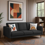 Mikasa 3 Seater Sofa Set for Living Room (Black Colour Fabric) Premium Fabric Sofa