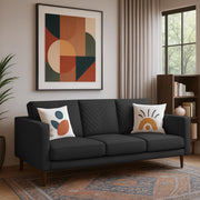 Casaliving Mikasa 3 Seater Sofa Set for Living Room (Black Colour Fabric) Premium Fabric Sofa