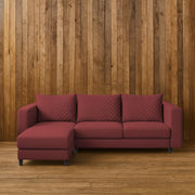 Mikasa 4 Seater LHS L Shape Sofa Set for Living Room (Maroon Fabric) Premium Fabric Sofa Set for Living Room
