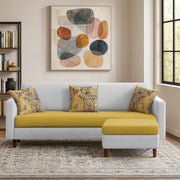 Casaliving Premium Lifestyle Fabric 4 Seater L Shape Sofa Set 3 Seater Modern Sofa Set & Ottoman for Living Room (Black Color)