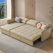 Casaliving Floster LHS 4 Seater L Shape Corner Sofa Cum Bed for Living Room (Cream Fabric) Premium Fabric Sofa