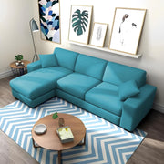 Martin 4 Seater LHS L Shape Sofa Set for Living Room (Turquise Colour Fabric)