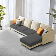 Casaliving Stanly LHS 6 Seater L Shape Sofa Set for Living Room (Black Fabric)